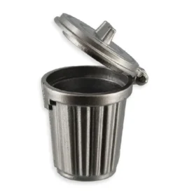Abfalleimer aus Metall mit aufklappbarem Deckel - 1:12 - silber