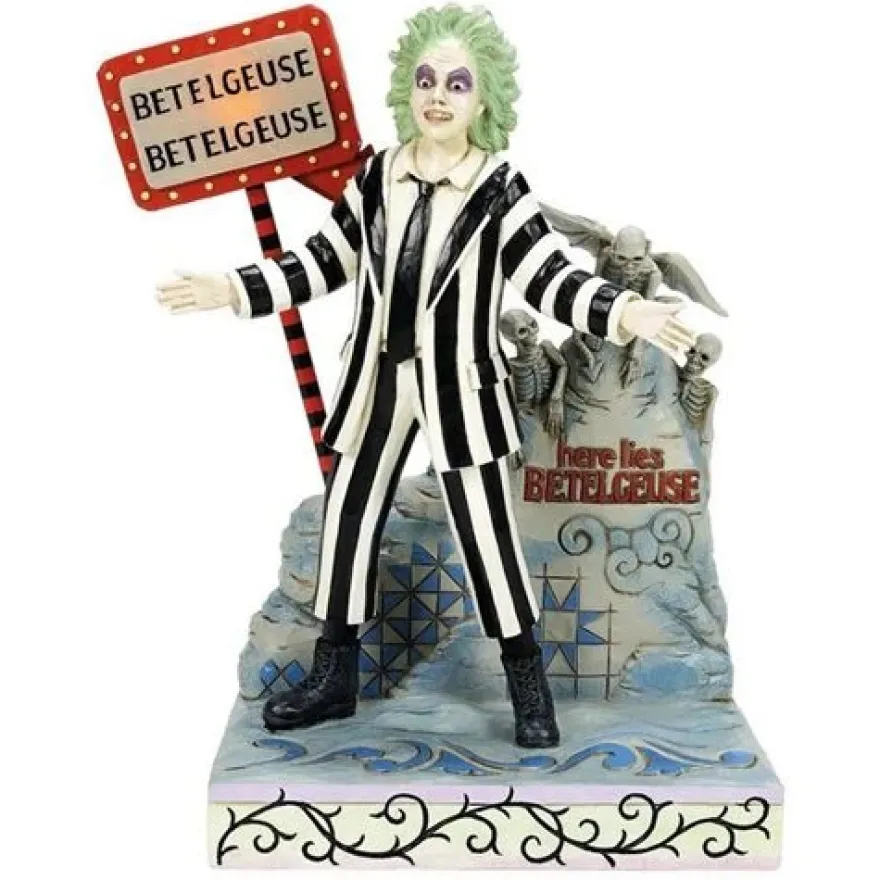 Beetlejuice LED Sign and Gravestone by Jim Shore Statue