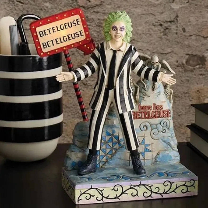 Beetlejuice LED Sign and Gravestone by Jim Shore Statue