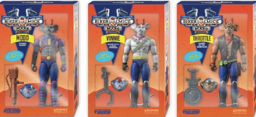 Biker Mice from Mars Actionfiguren Set - Throttle, Vinnie & Modo