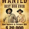 Bud Spencer & Terence Hill Blechschild Wanted 30 x 40 cm