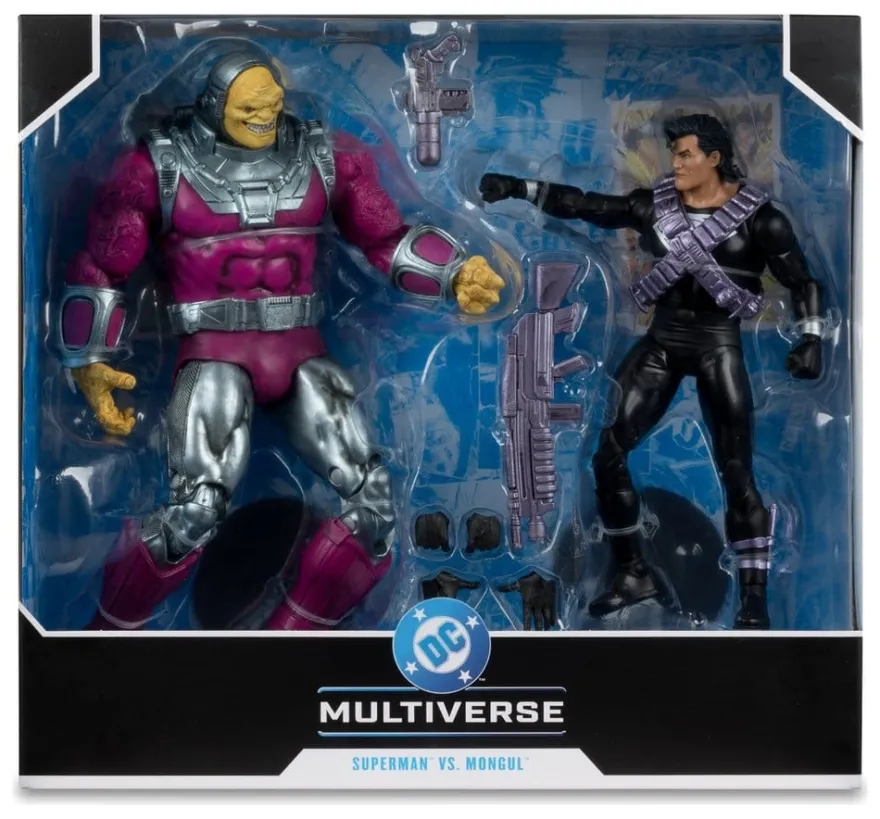 DC Multiverse Megafig Actionfigur 2er Pack Mongul vs Superman (Return of Superman) 25 cm