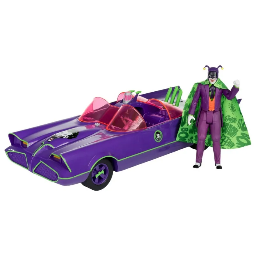 DC Retro Actionfigur Batman 66 Batmobil with Joker (Gold Label) 15 cm