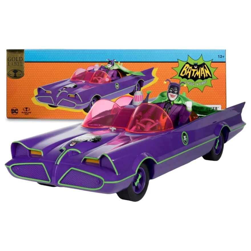 DC Retro Actionfigur Batman 66 Batmobil with Joker (Gold Label) 15 cm