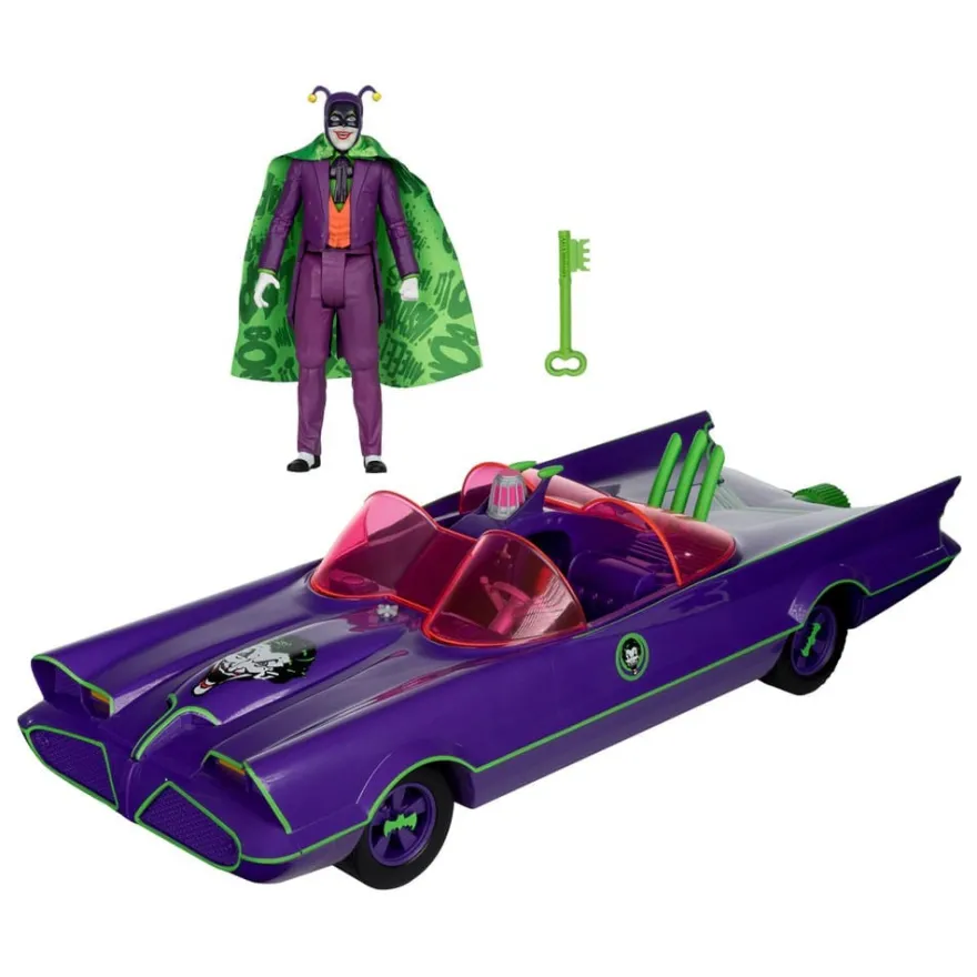 DC Retro Actionfigur Batman 66 Batmobil with Joker (Gold Label) 15 cm