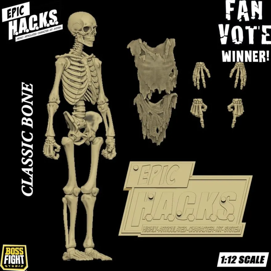 Epic H.A.C.K.S. Actionfigur 1/12 Skeleton Blank Classic Bone