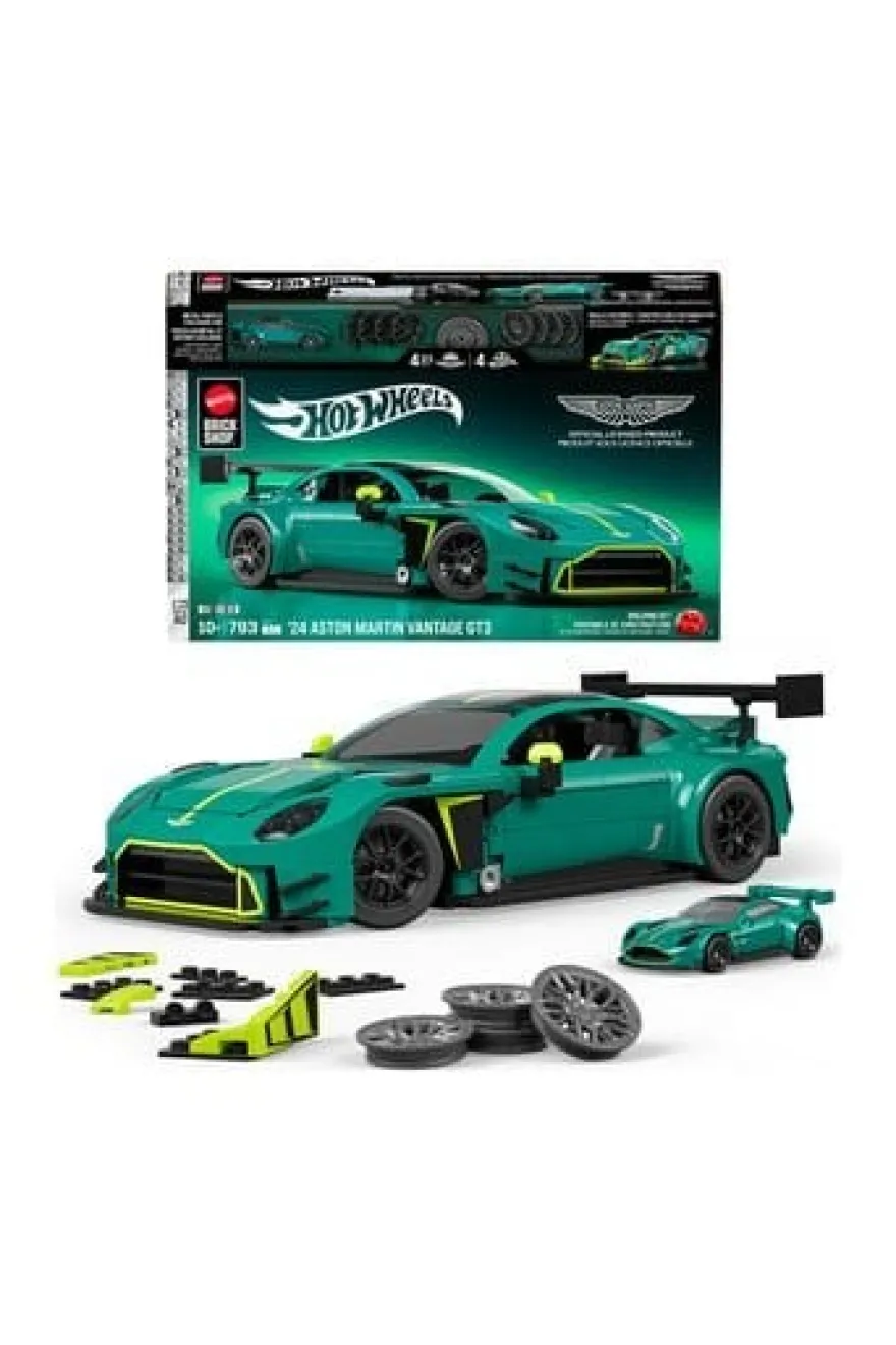Hot Wheels Elite Mattel Brick Shop Bauset 1/16 '24 Aston Martin Vantage GT3