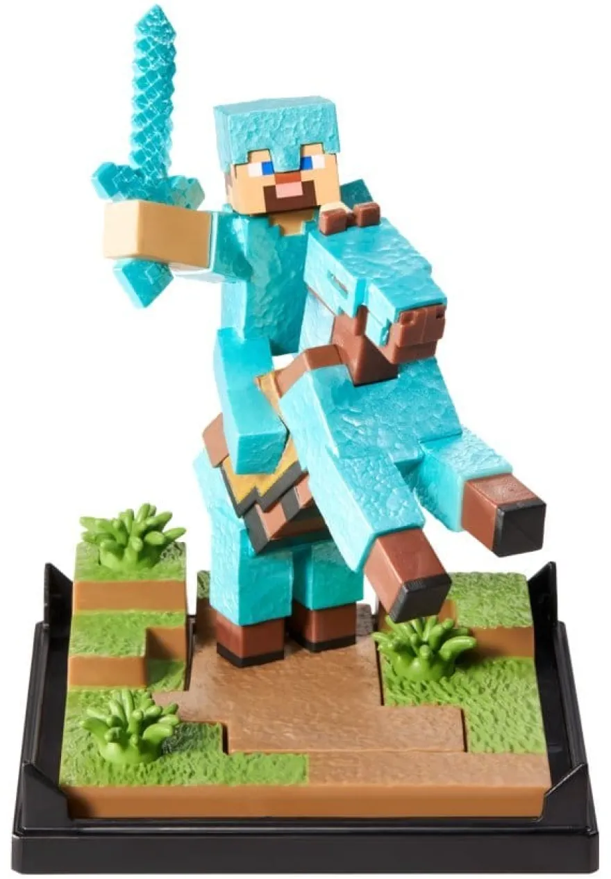 Minecraft Figur Diorama Diamond Armor Steve und Pferd 18 cm