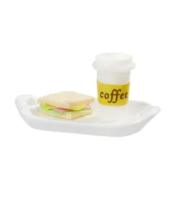 Mini Tablett mit Sandwich & Kaffee - 3-teilig