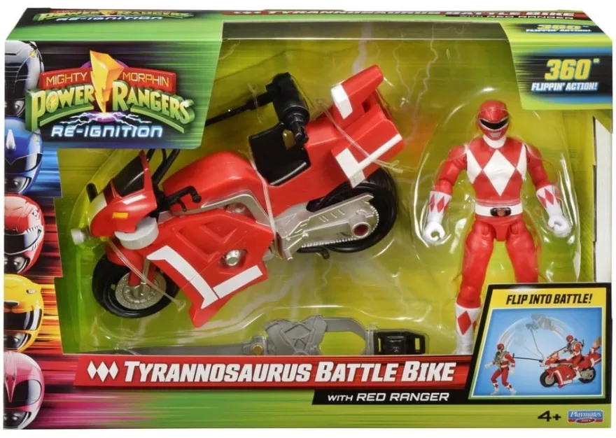 Power Rangers Battle Bike Fahrzeug Tyrannosaurus Rex with Red Ranger 18 cm