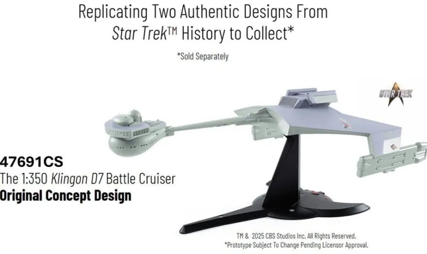 Star Trek TOS DieCast Replik 1/350 Klingon D7 Battle Cruiser Original Concept Design 66 cm