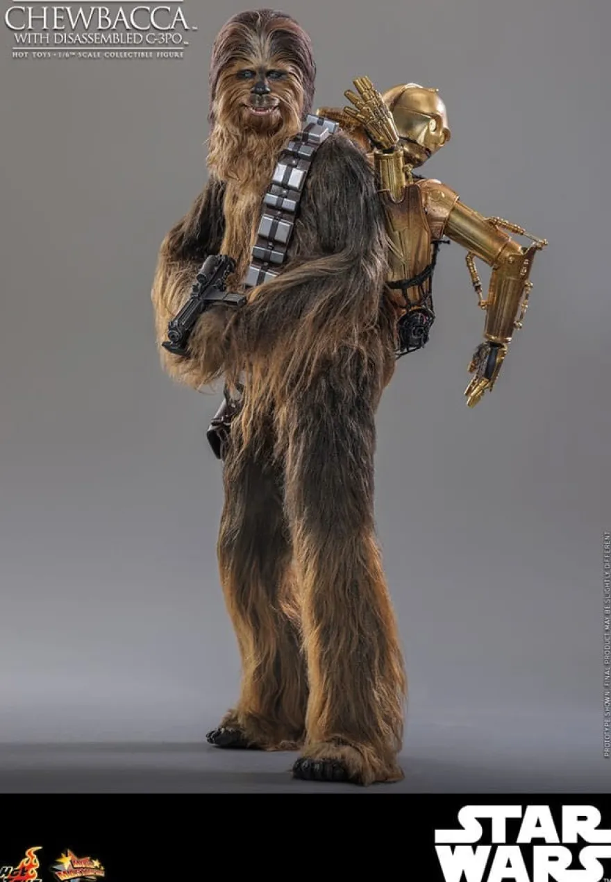 Star Wars Episode V Movie Masterpiece Actionfigur 1/6 Chewbacca with Disassembled C-3PO 36 cm