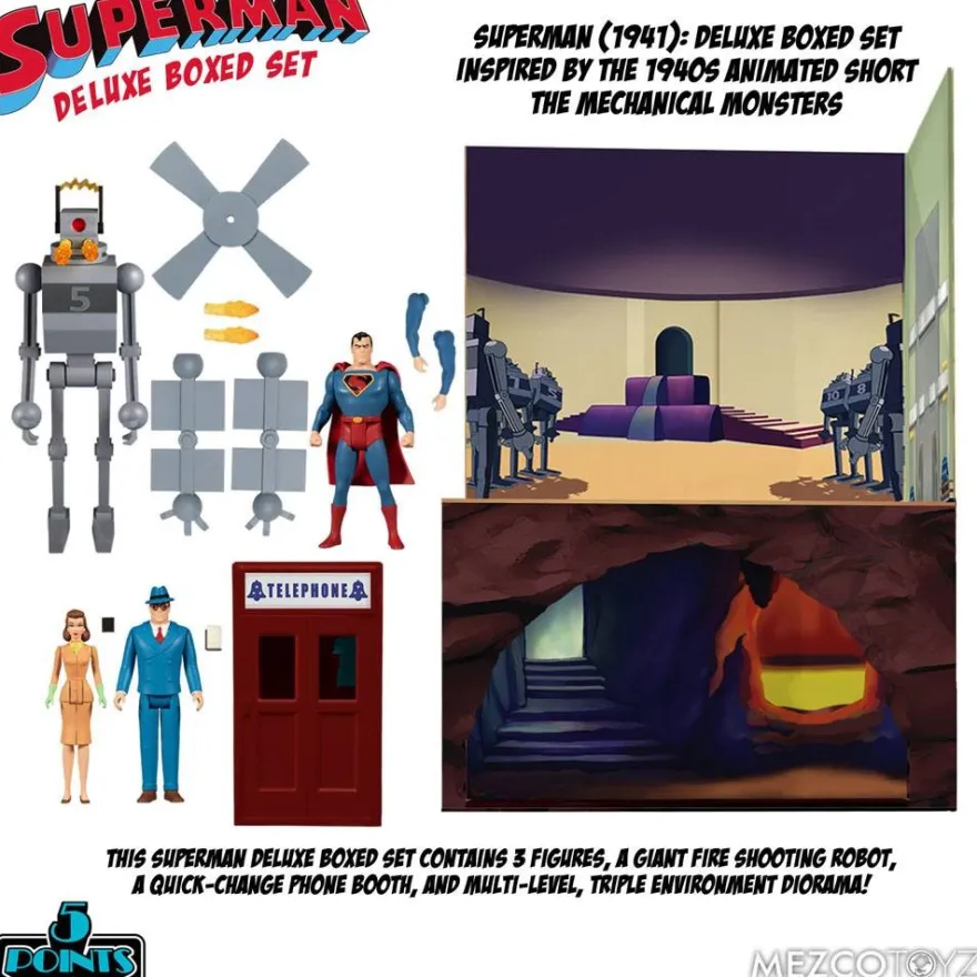 Superman The Mechanical Monsters (1941) '5 Points' Actionfiguren Deluxe Box-Set