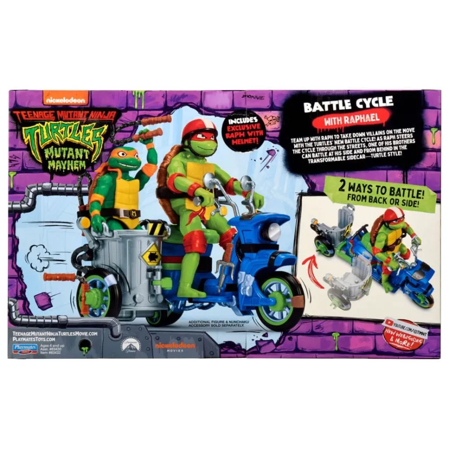 Teenage Mutant Ninja Turtles: Mutant Mayhem Turtle Cycle mit Beiwagen und Raphael