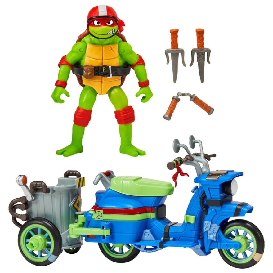 Teenage Mutant Ninja Turtles: Mutant Mayhem Turtle Cycle mit Beiwagen und Raphael