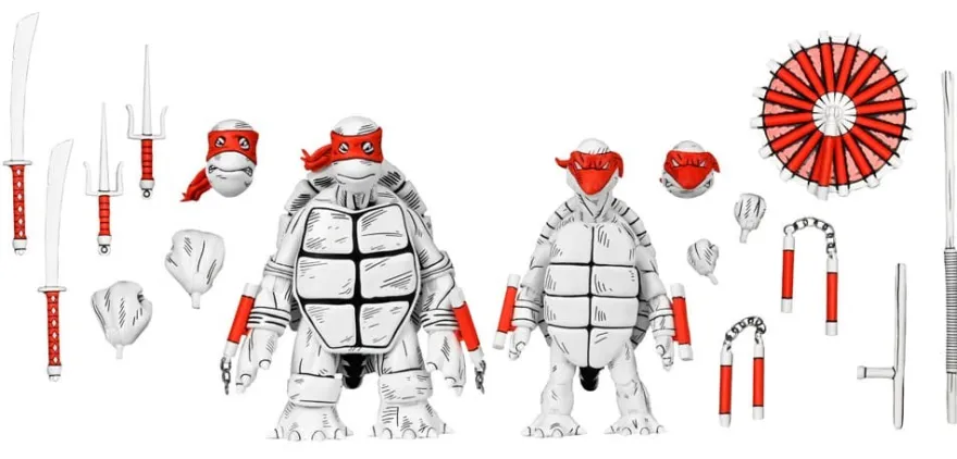 Teenage Mutant Ninja Turtles (Mirage Comics) Actionfiguren 2er-Pack Black and White First Turtles 18