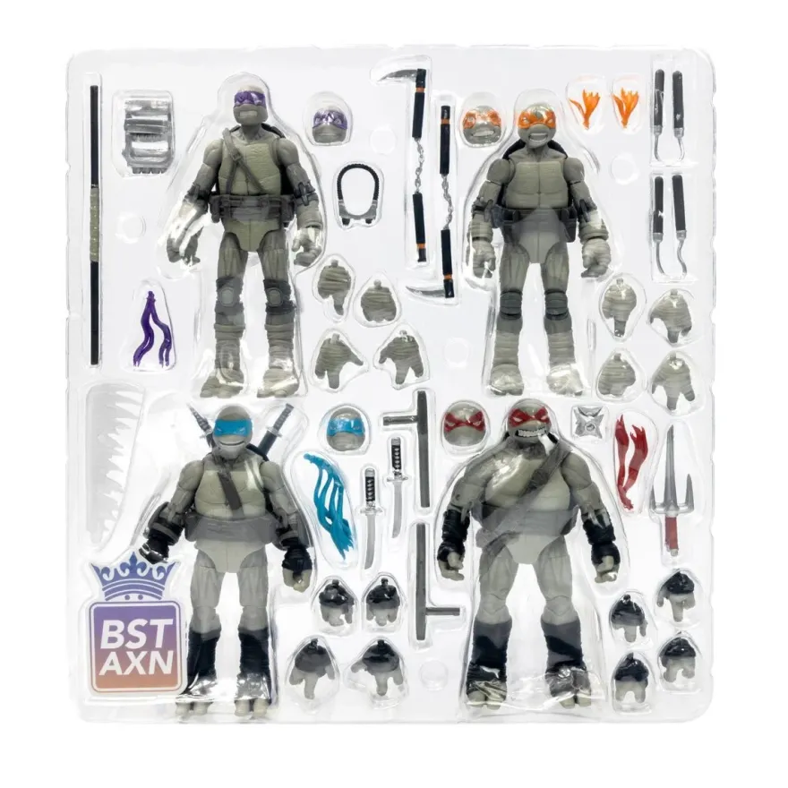 TMNT BST AXN Turtles IDW Comic Black and White 5-Inch Actiofigur 4-Pack - SDCC 2023 Exclusive