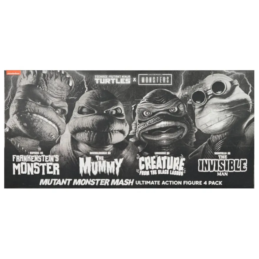 Universal Monsters x Teenage Mutant Ninja Turtles Actionfiguren 4er-Pack Turtles Black & White 18 cm