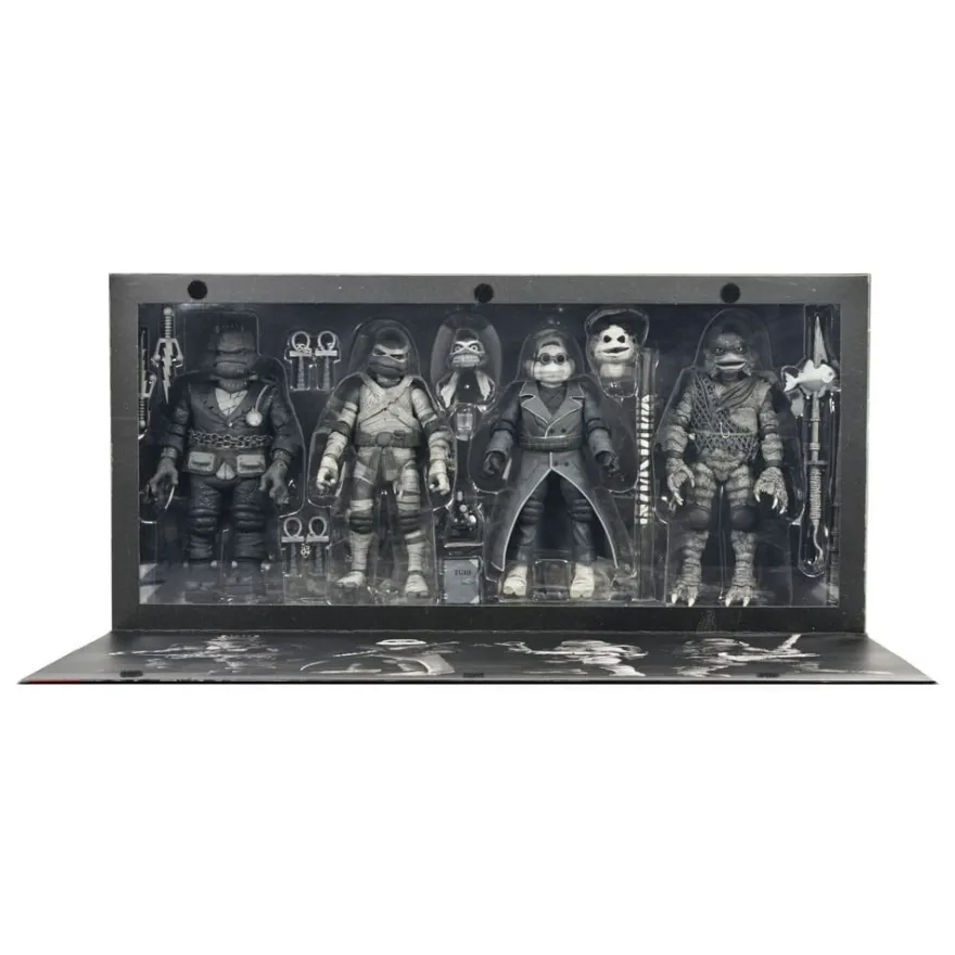 Universal Monsters x Teenage Mutant Ninja Turtles Actionfiguren 4er-Pack Turtles Black & White 18 cm